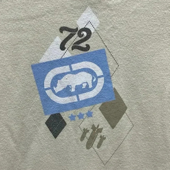Vintage ECKO Unltd Y2K Men’s Cream with Blue Brown Print XL - Picture 4 of 6
